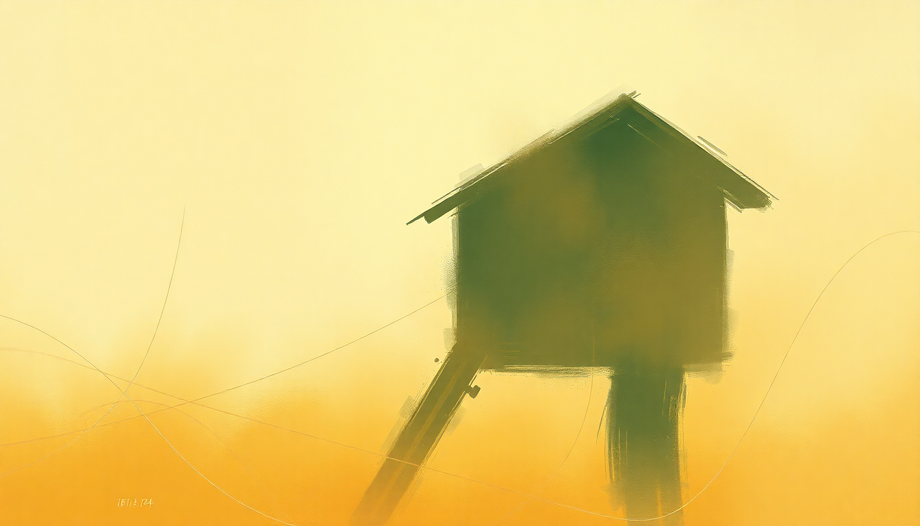 Fan-driven abstract illustration evoking the emotional arc of Hickory Dickory Dock by Traditional