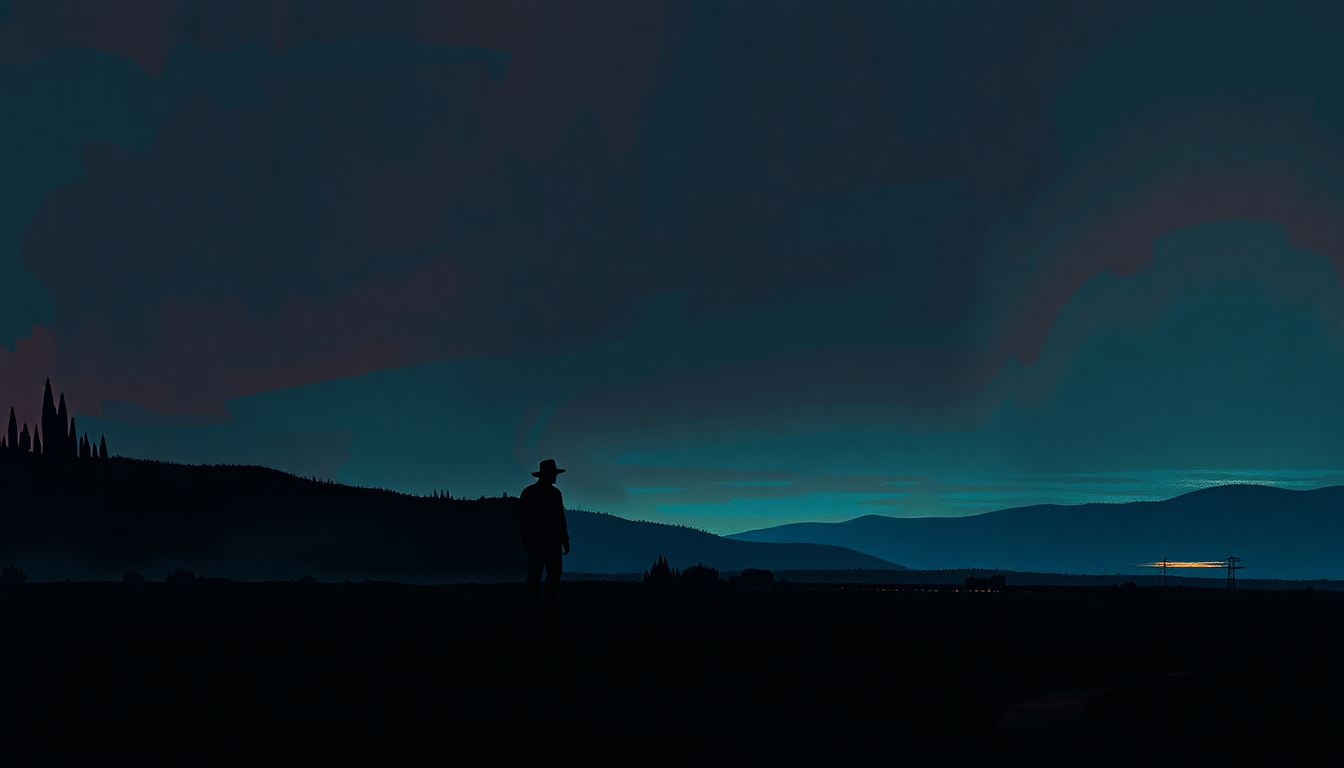 Fan-driven abstract illustration evoking the emotional arc of Highwayman by Waylon Jennings