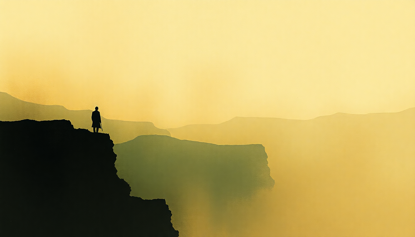 Fan-driven abstract illustration evoking the emotional arc of Histoire du Soldat by Igor Stravinsky