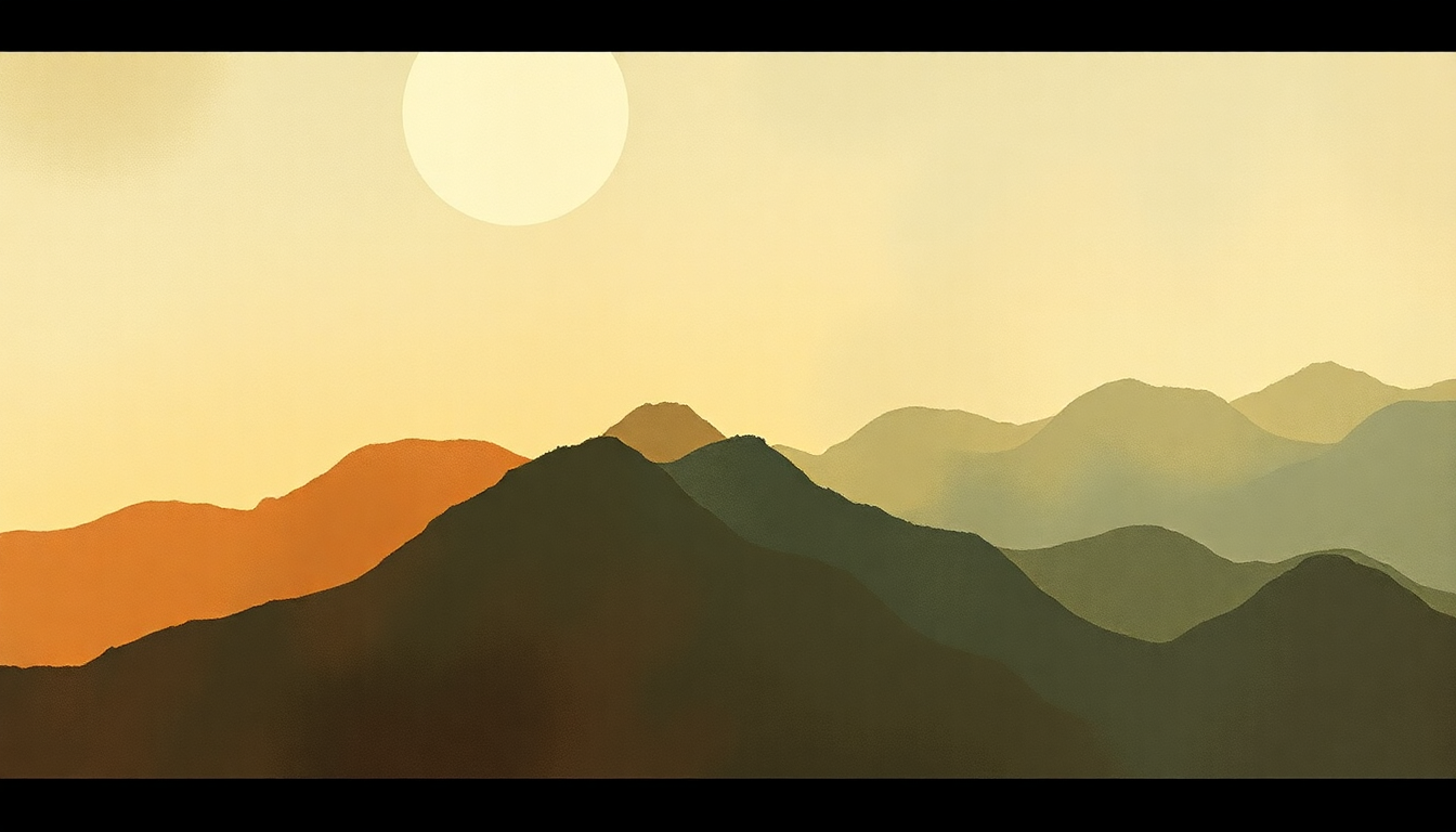 Fan-driven abstract illustration evoking the emotional arc of Holberg Suite by Edvard Grieg