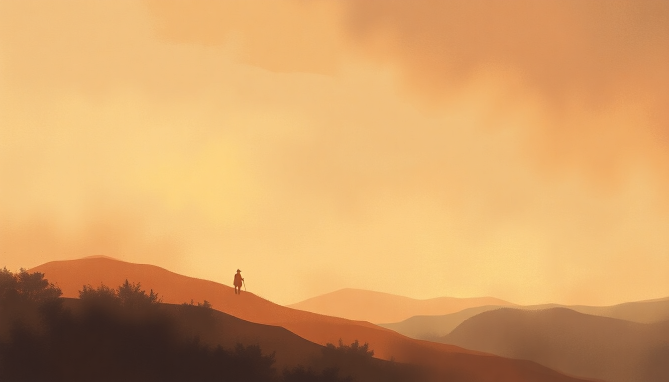 Fan-driven abstract illustration evoking the emotional arc of Honky Tonkin by Jimmie Dale Gilmore