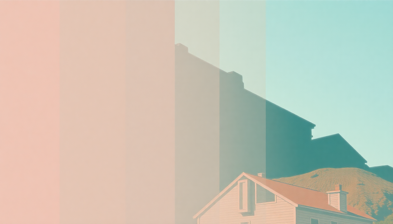 Fan-driven abstract illustration evoking the emotional arc of House by the Sea by Iron & Wine