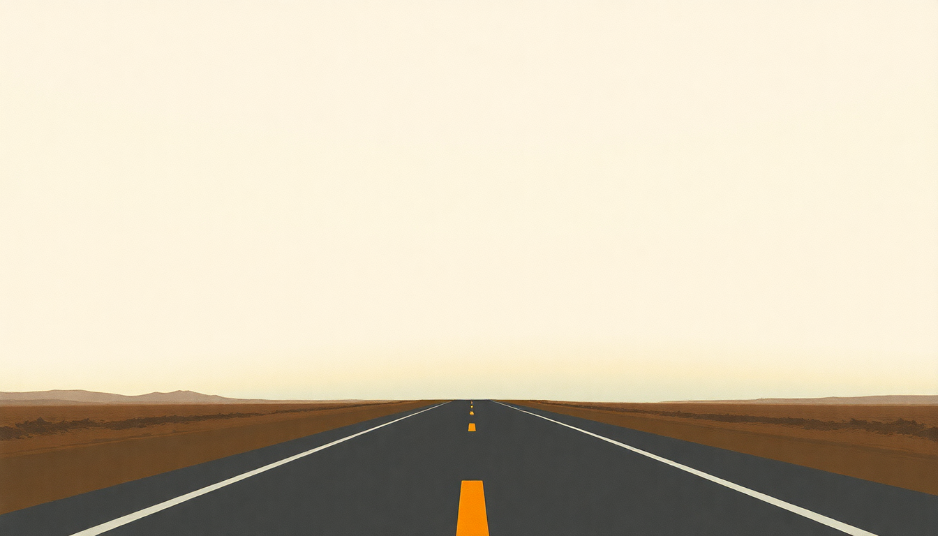 Fan-driven abstract illustration evoking the emotional arc of Human Highway by Neil Young