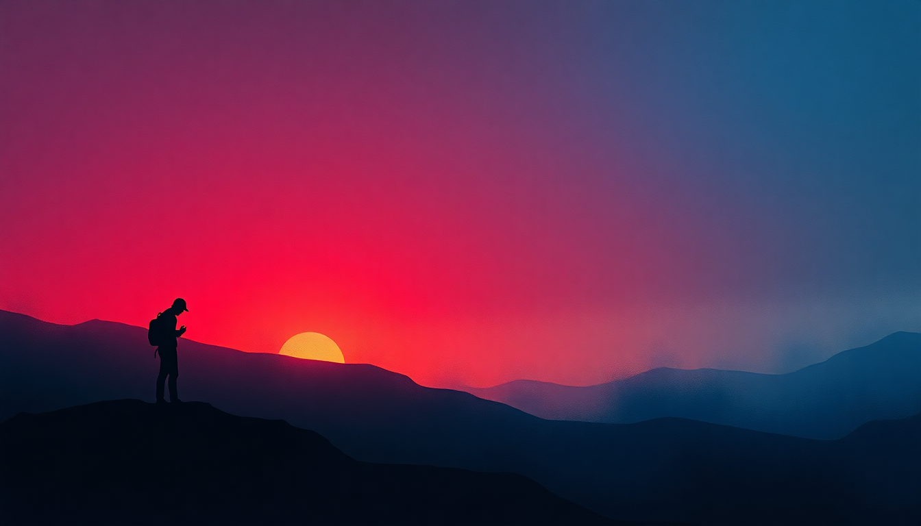 Fan-driven abstract illustration evoking the emotional arc of Hunting High and Low by a-ha