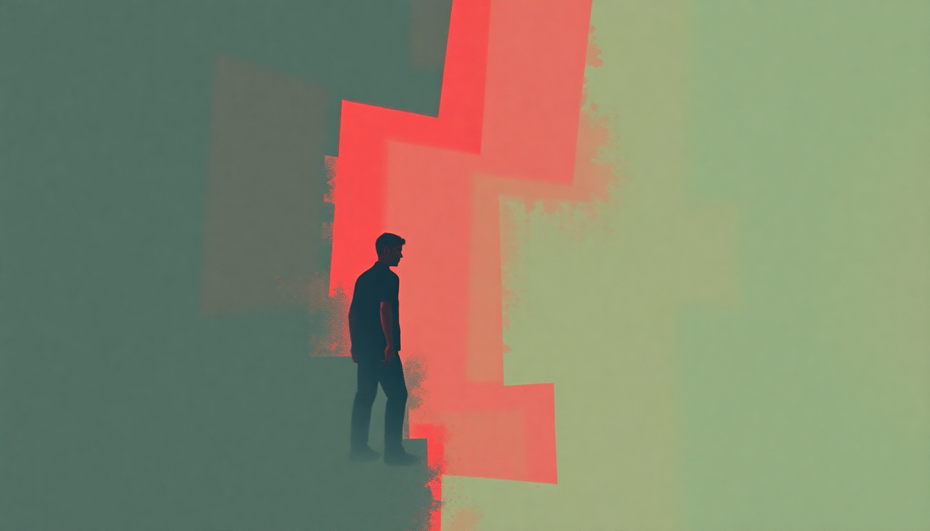 Fan-driven abstract illustration evoking the emotional arc of I Love a Man in a Uniform by Gang of Four