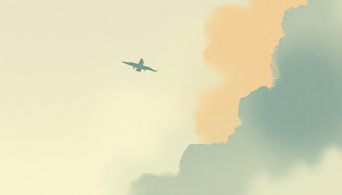 Fan-driven abstract illustration evoking the emotional arc of I'm Alive by Norah Jones