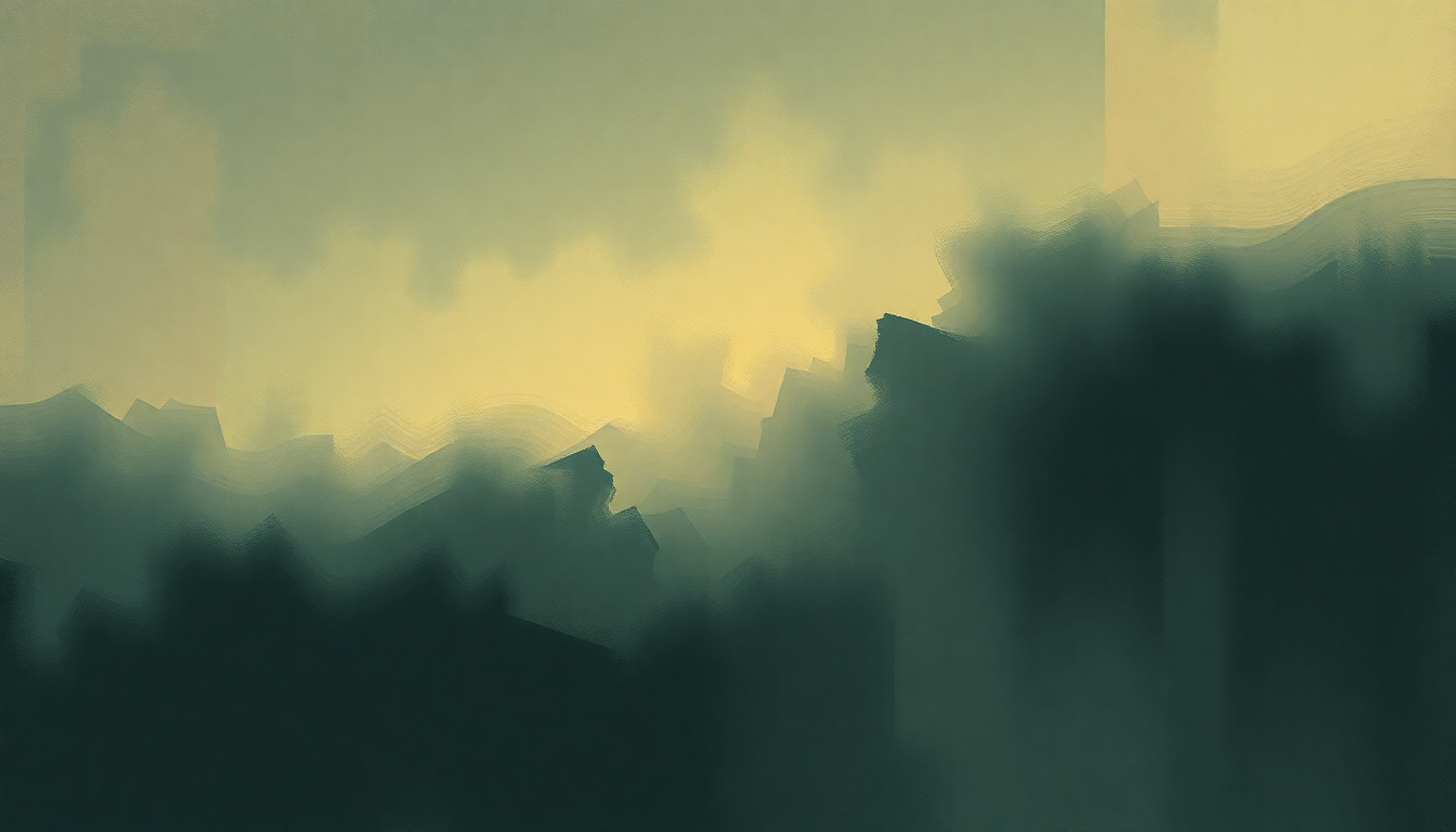 Fan-driven abstract illustration evoking the emotional arc of Iambic 5 Poetry by Squarepusher