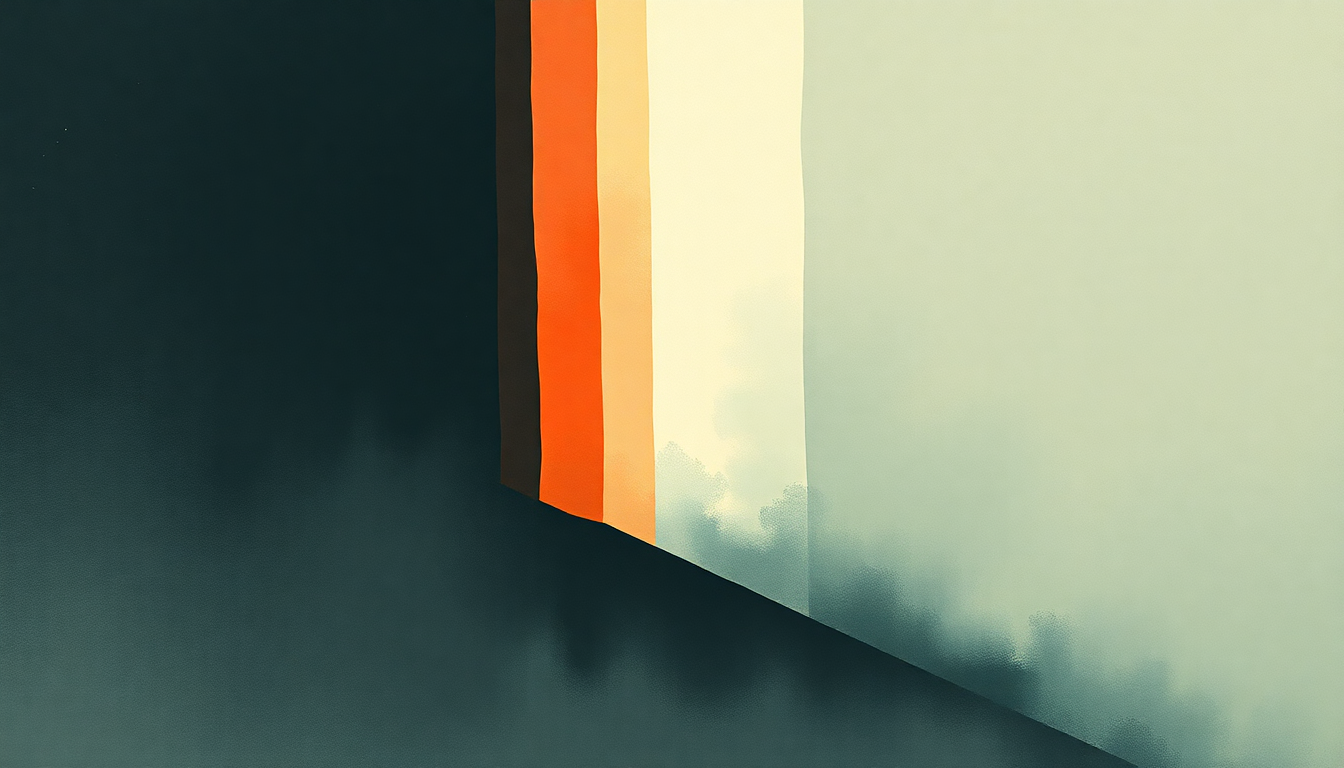 Fan-driven abstract illustration evoking the emotional arc of IBM 1401 by Johann Johannsson