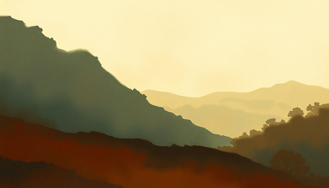 Fan-driven abstract illustration evoking the emotional arc of I'm On My Way to the Old Home by Bill Monroe