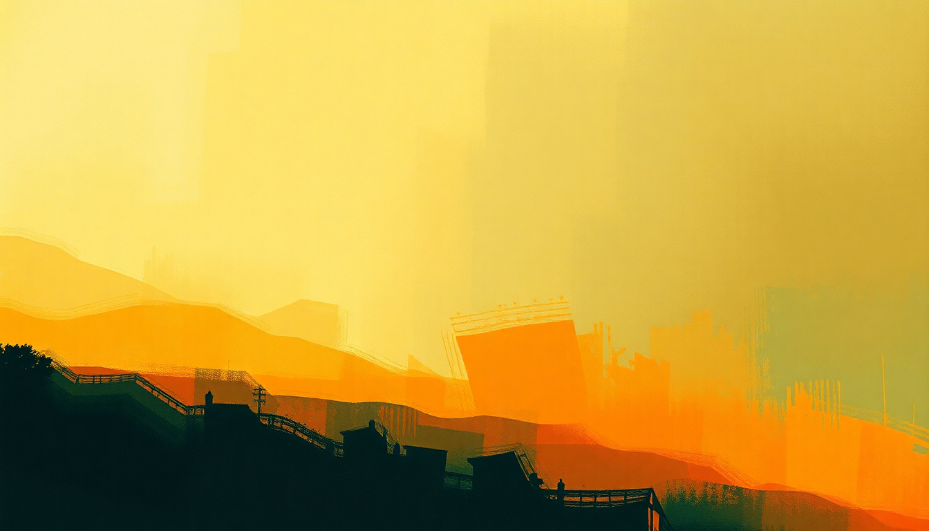 Fan-driven abstract illustration evoking the emotional arc of Impressions by John Coltrane