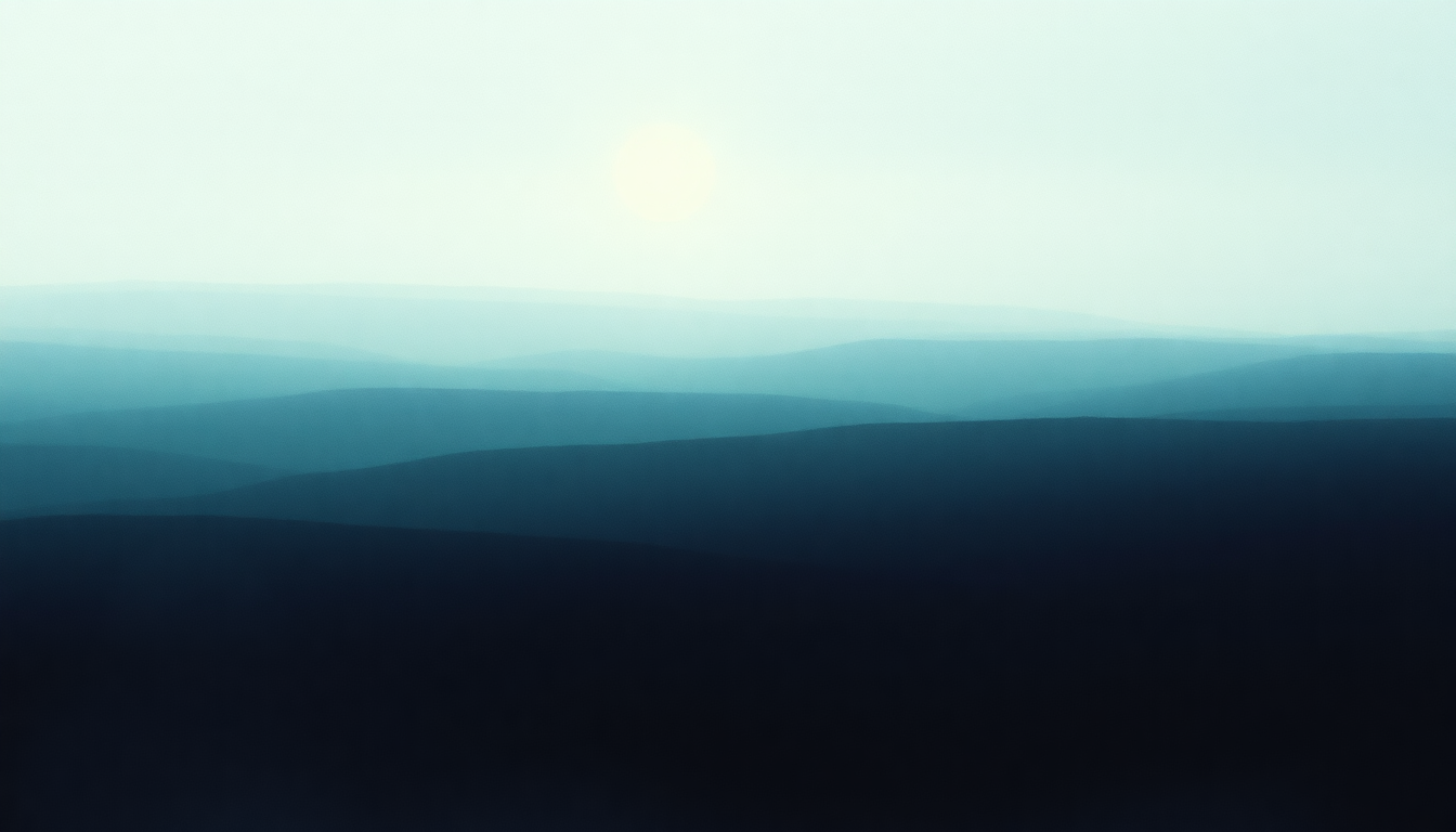 Fan-driven abstract illustration evoking the emotional arc of In a Landscape by William Basinski