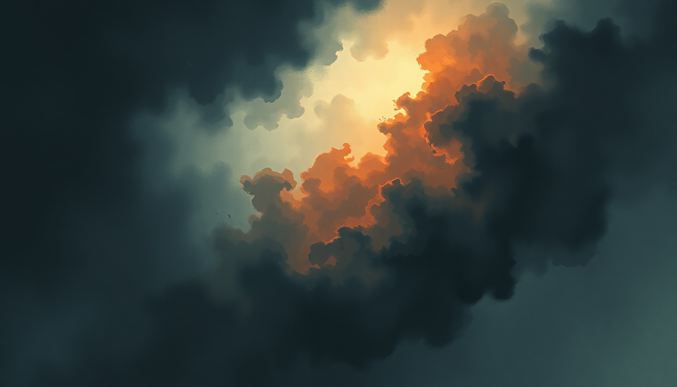 Fan-driven abstract illustration evoking the emotional arc of In Defense of Ourselves by Lamb of God