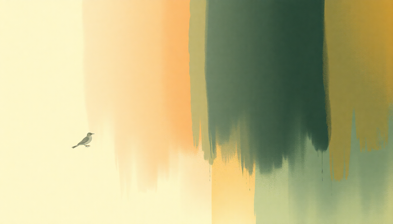 Fan-driven abstract illustration evoking the emotional arc of In the Cold I'm Standing by M83