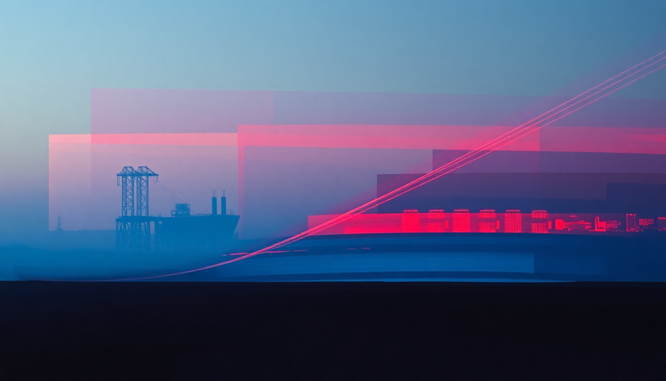 Fan-driven abstract illustration evoking the emotional arc of Industrial Disease by Dire Straits