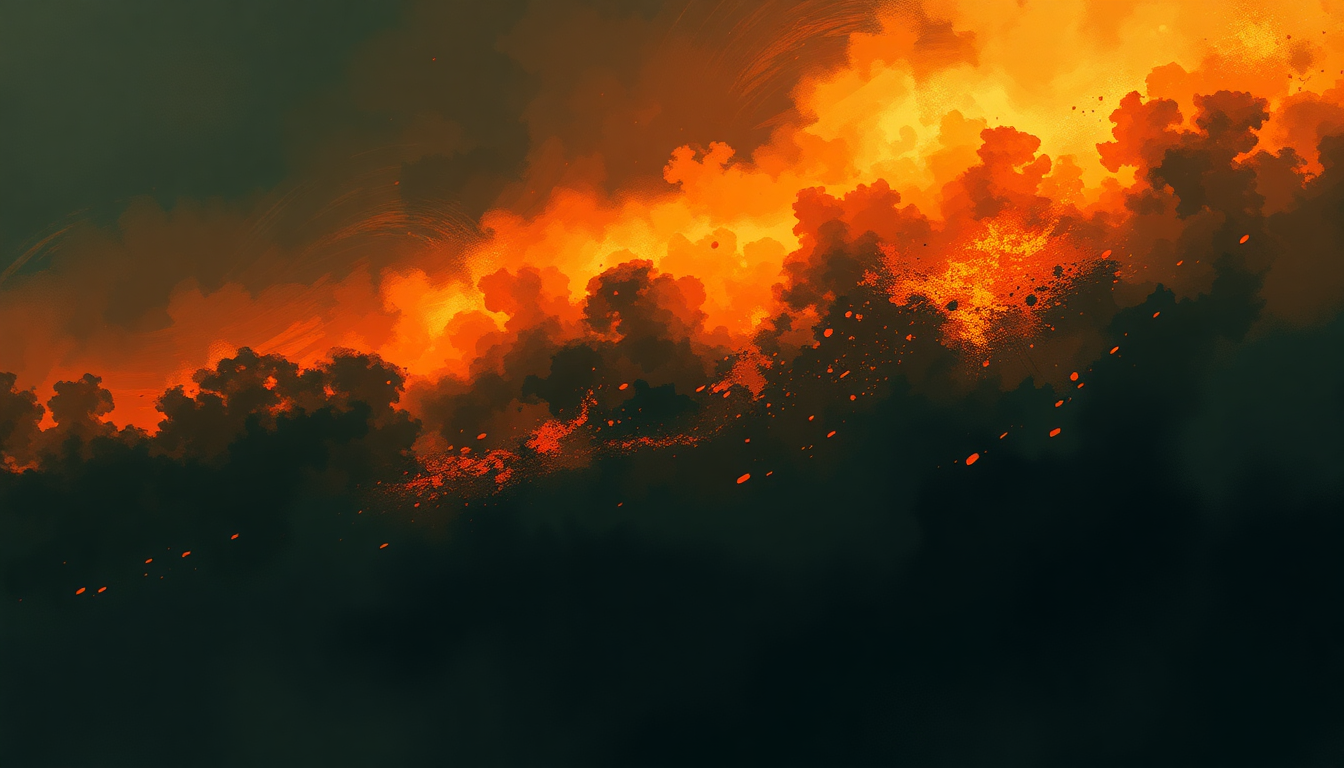 Fan-driven abstract illustration evoking the emotional arc of Inside the Fire by Disturbed