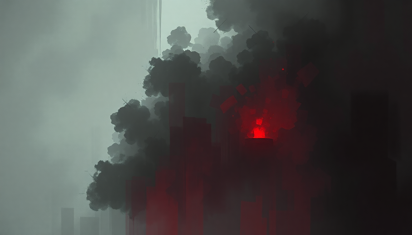 Fan-driven abstract illustration evoking the emotional arc of Irresponsible Hate Anthem by Marilyn Manson