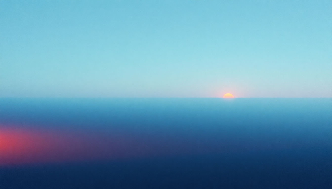 Fan-driven abstract illustration evoking the emotional arc of Islands by Philip Glass