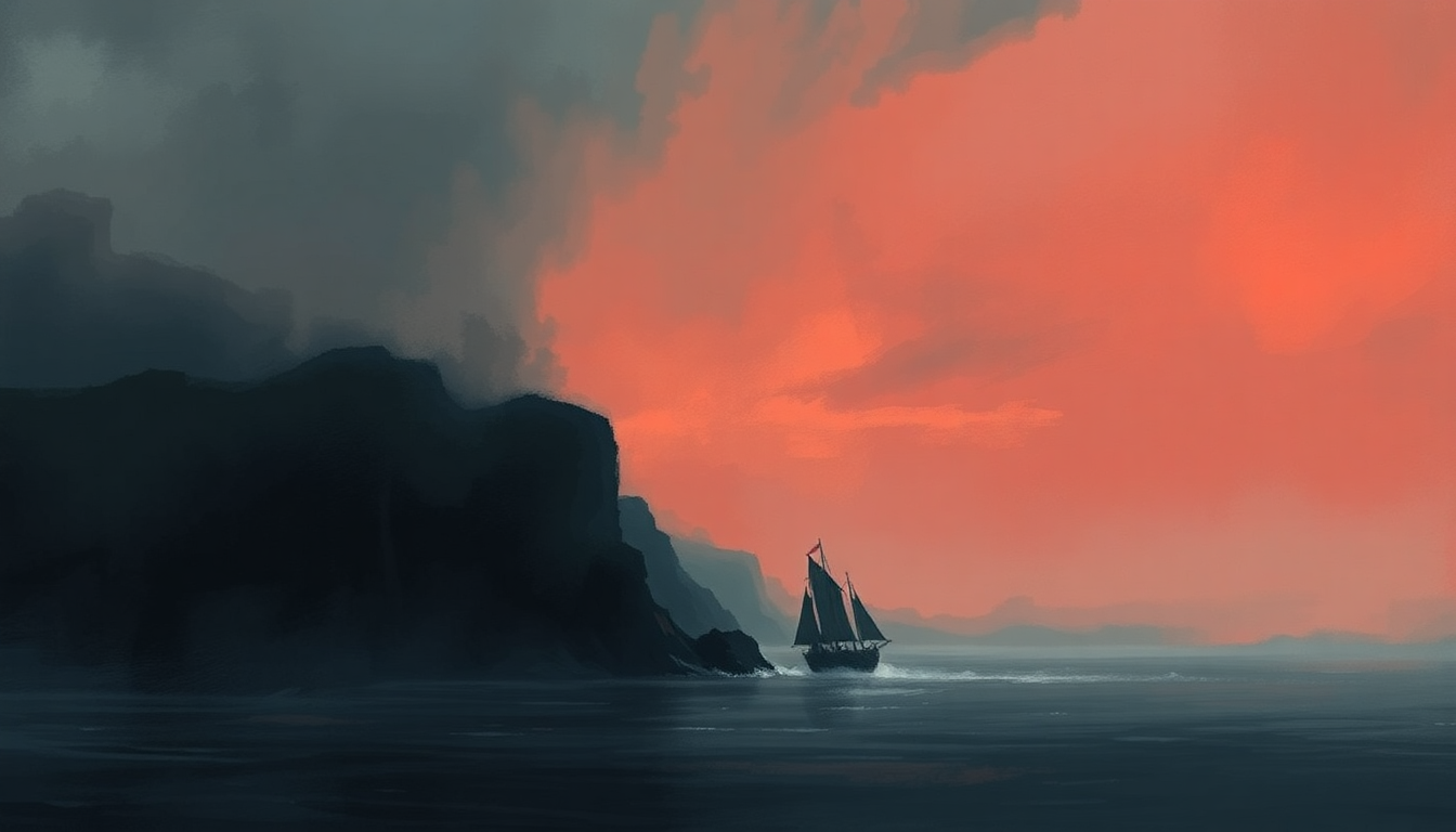 Fan-driven abstract illustration evoking the emotional arc of Isle of Avalon by Iron Maiden