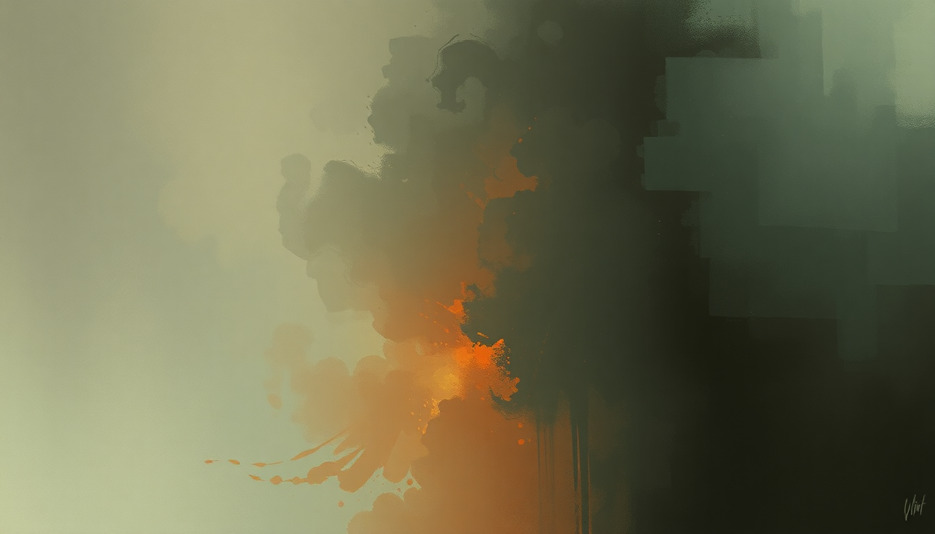 Fan-driven abstract illustration evoking the emotional arc of Joy Opposites by Cave In