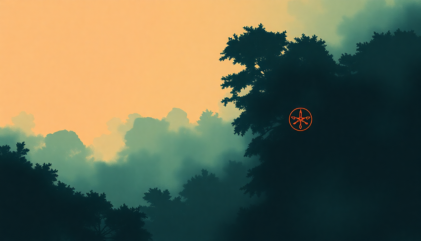 Fan-driven abstract illustration evoking the emotional arc of Jungle Work by Warren Zevon