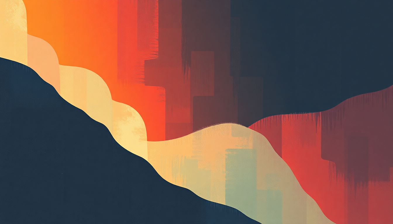 Fan-driven abstract illustration evoking the emotional arc of Keepin It Steel by Amon Tobin