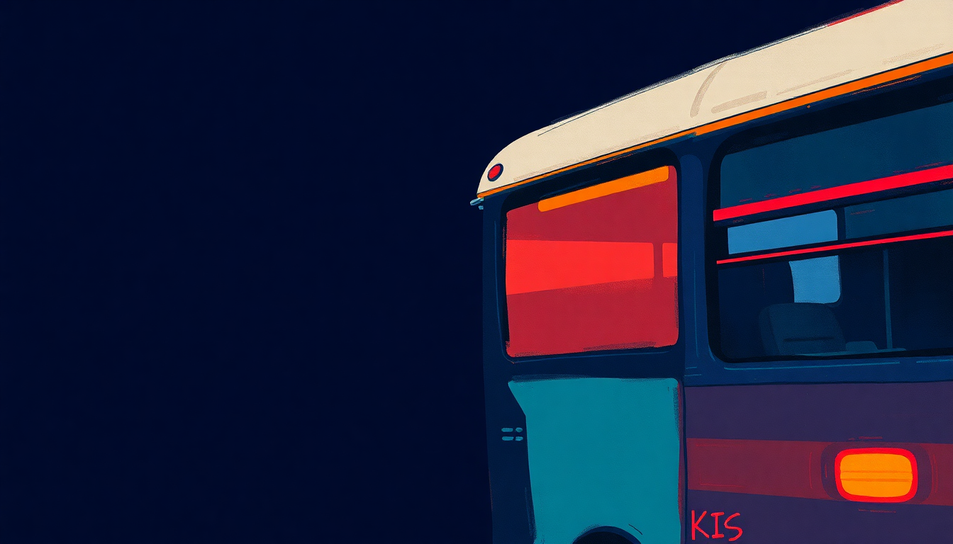 Fan-driven abstract illustration evoking the emotional arc of Kiss Me on the Bus by The Replacements