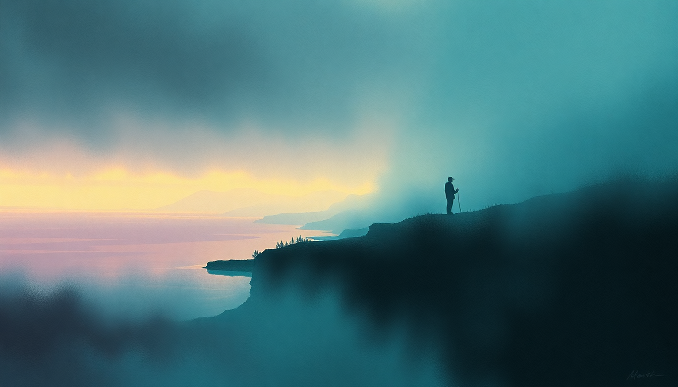 Fan-driven abstract illustration evoking the emotional arc of Knife Edge by Emerson Lake and Palmer