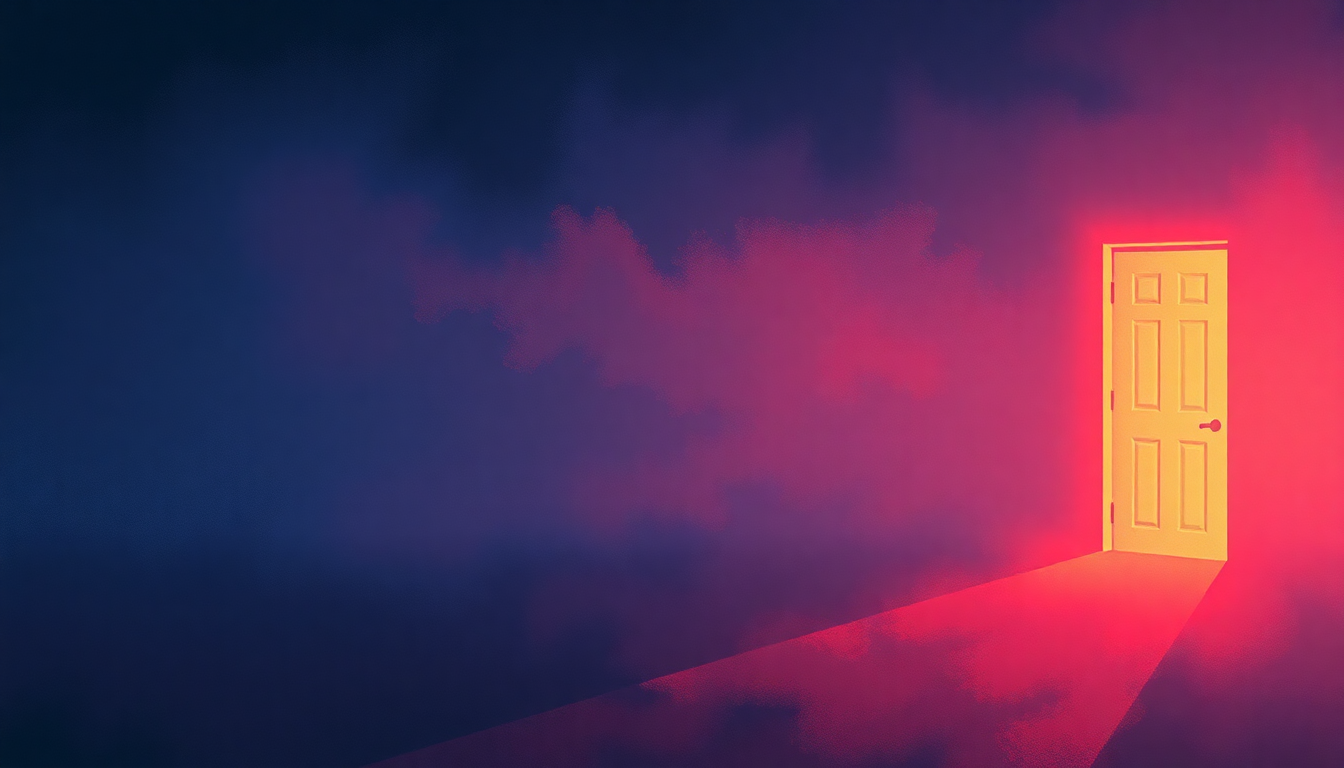 Fan-driven abstract illustration evoking the emotional arc of Knocking at Your Back Door by Deep Purple