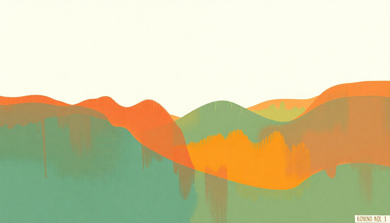 Fan-driven abstract illustration evoking the emotional arc of Kule Kule by Konono No 1