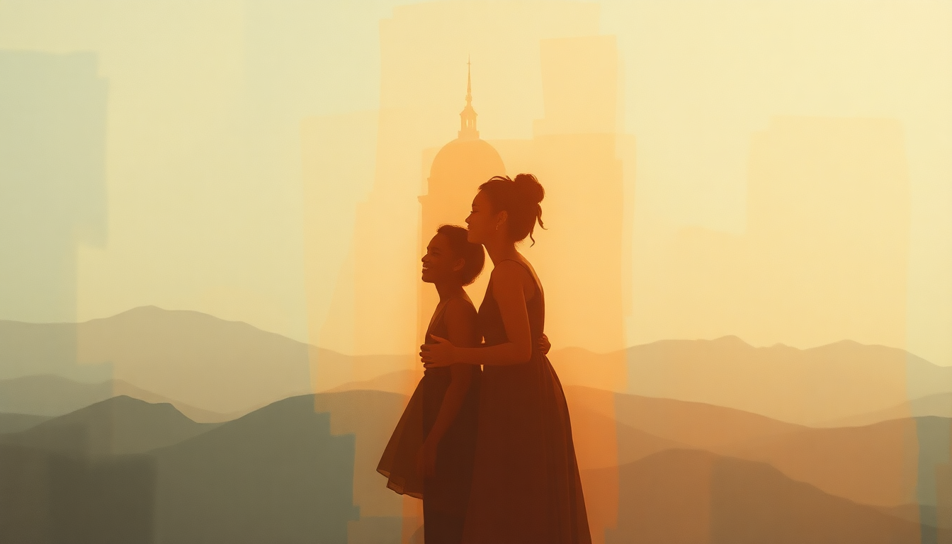 Fan-driven abstract illustration evoking the emotional arc of La Realite by Amadou and Mariam