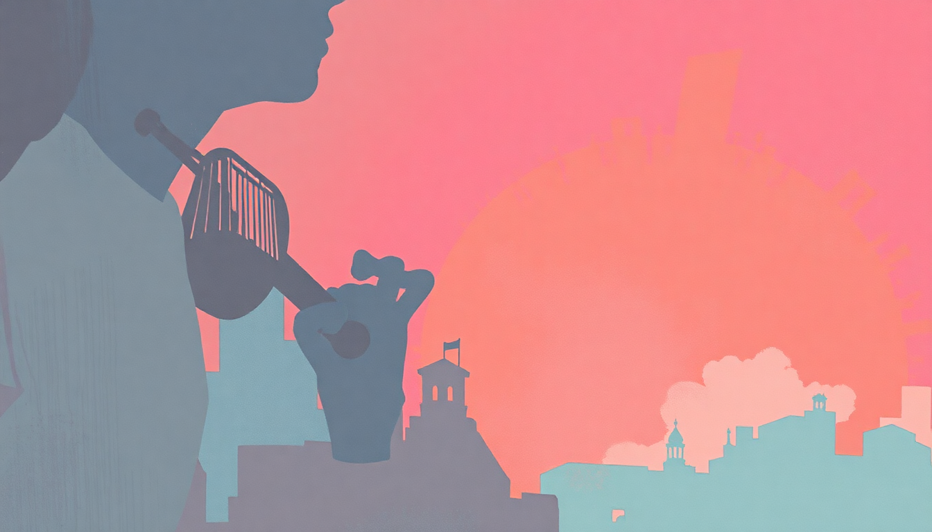 Fan-driven abstract illustration evoking the emotional arc of Let the Music Take Your Mind by Kool and the Gang