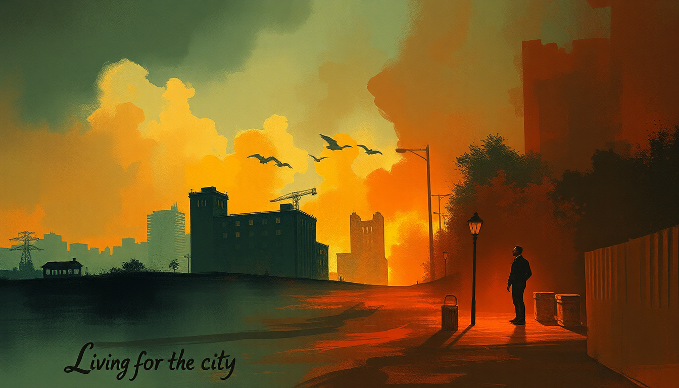 Fan-driven abstract illustration evoking the emotional arc of Living for the City by Stevie Wonder