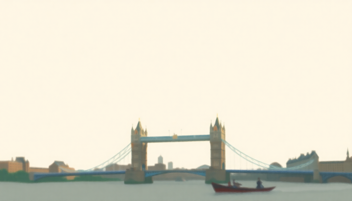 Fan-driven abstract illustration evoking the emotional arc of London Bridges by Susie Tallman