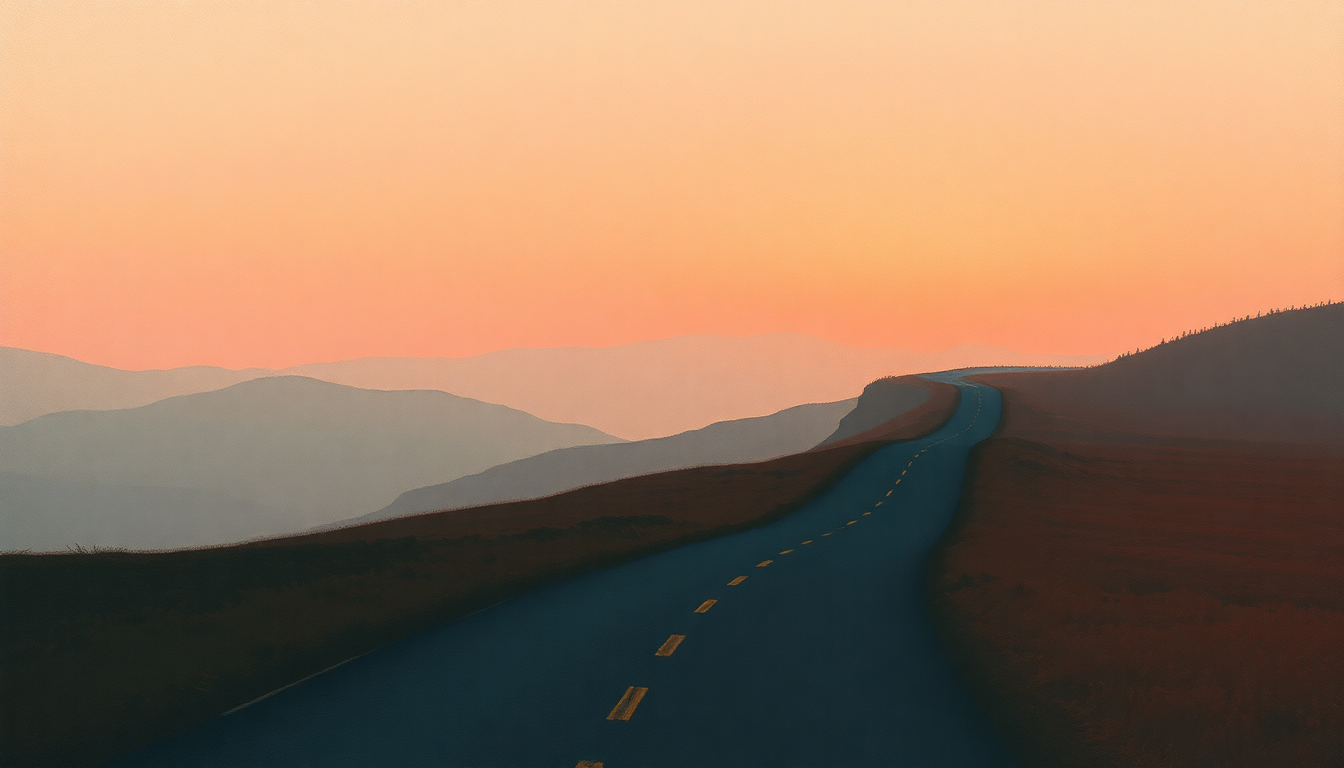 Fan-driven abstract illustration evoking the emotional arc of Long Road by Pearl Jam