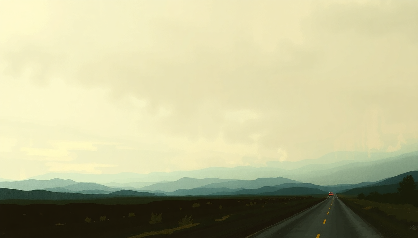 Fan-driven abstract illustration evoking the emotional arc of Long Road to Ruin by Foo Fighters