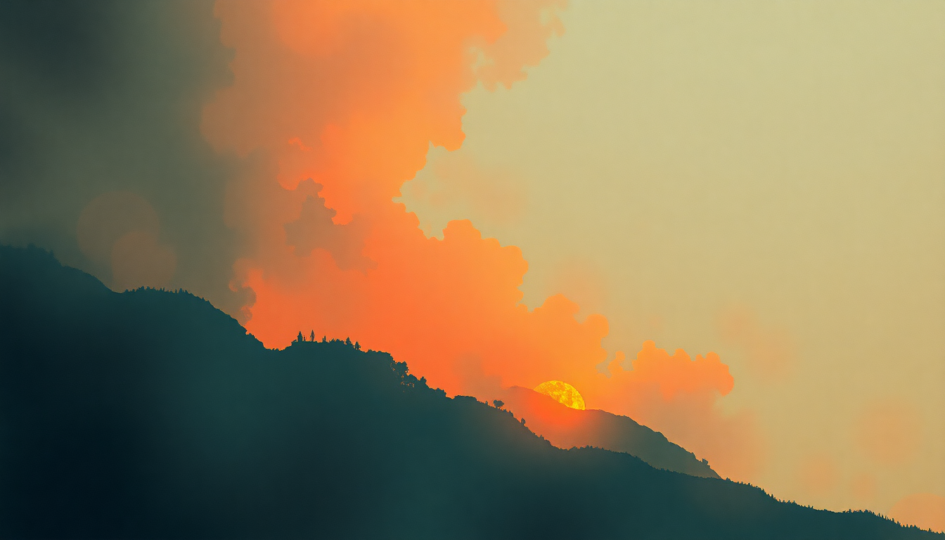 Fan-driven abstract illustration evoking the emotional arc of Los Angeles Is Burning by Bad Religion