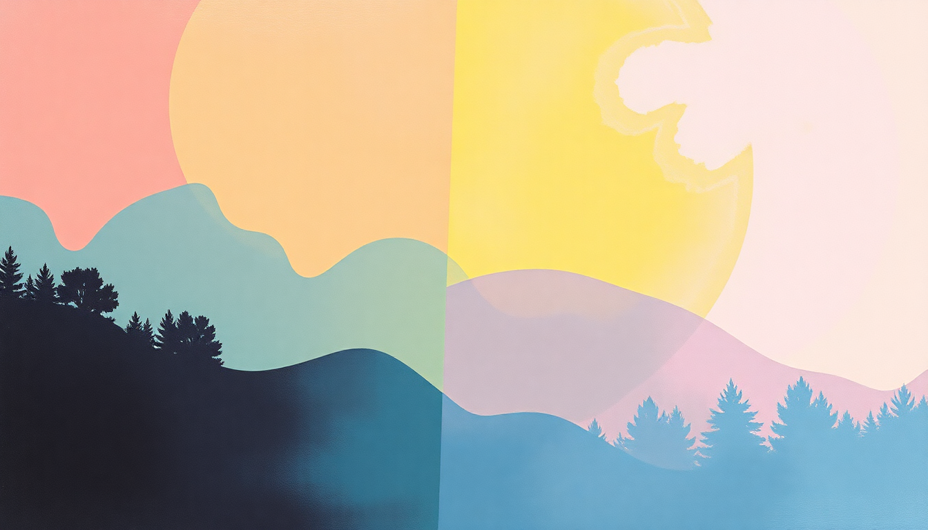 Fan-driven abstract illustration evoking the emotional arc of Love Is All Around by Husker Du