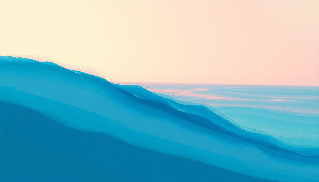 Fan-driven abstract illustration evoking the emotional arc of Lovers Surf by Dick Dale