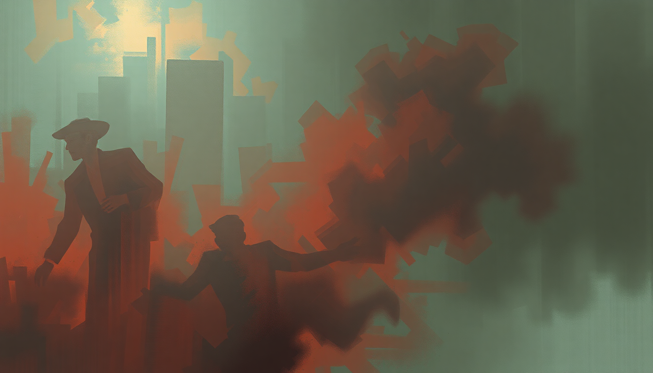 Fan-driven abstract illustration evoking the emotional arc of Mambo Diablo by Tito Puente