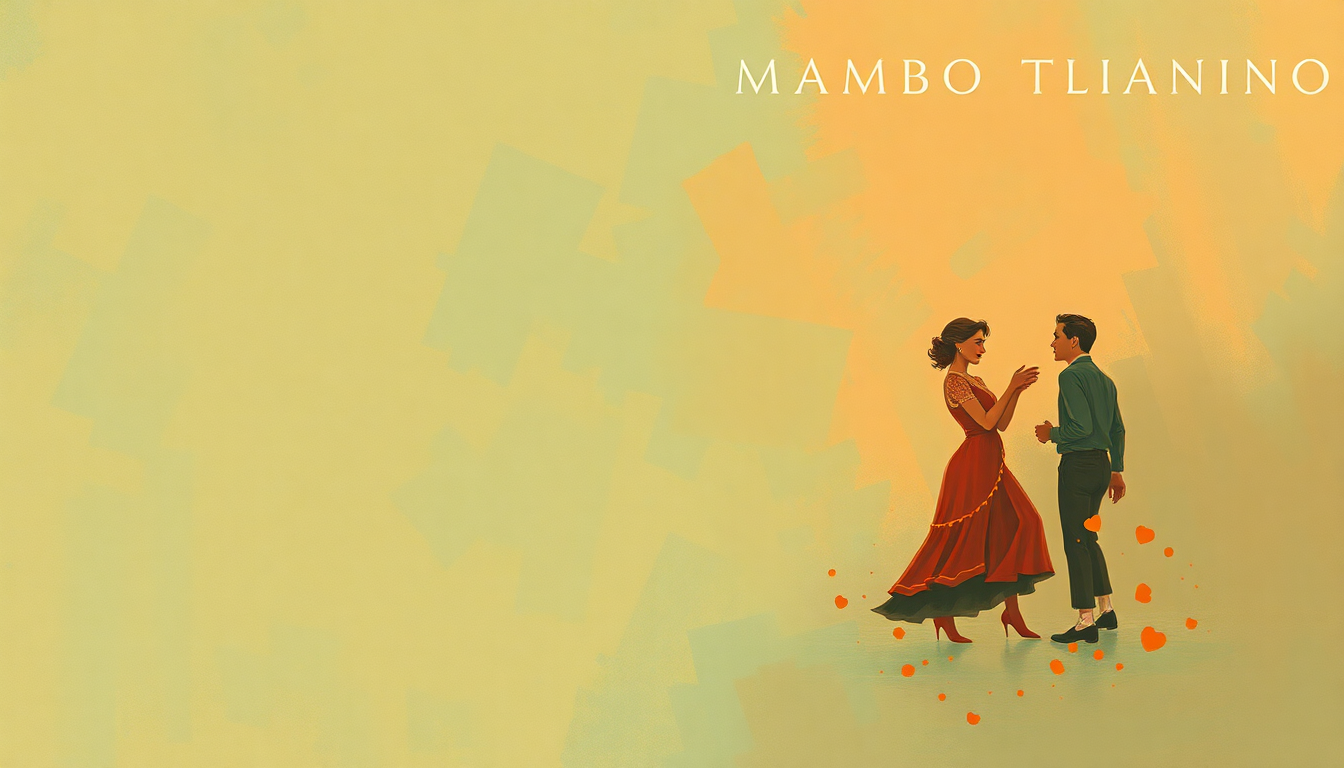 Fan-driven abstract illustration evoking the emotional arc of Mambo Italiano by Dean Martin