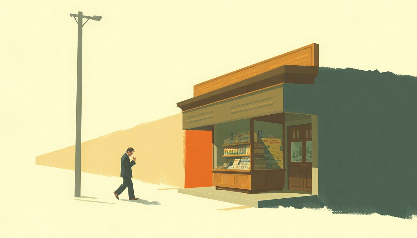 Fan-driven abstract illustration evoking the emotional arc of Man in the Corner Shop by The Jam