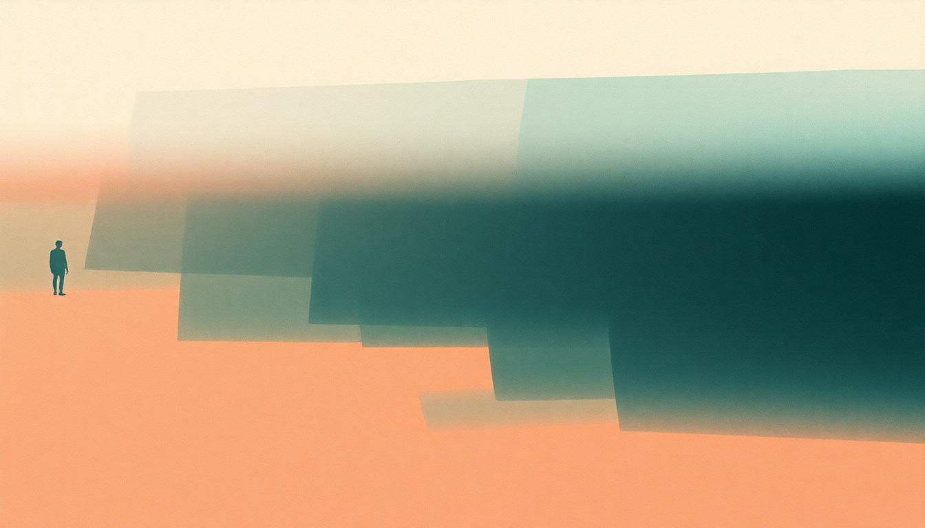 Fan-driven abstract illustration evoking the emotional arc of Mar by Labradford