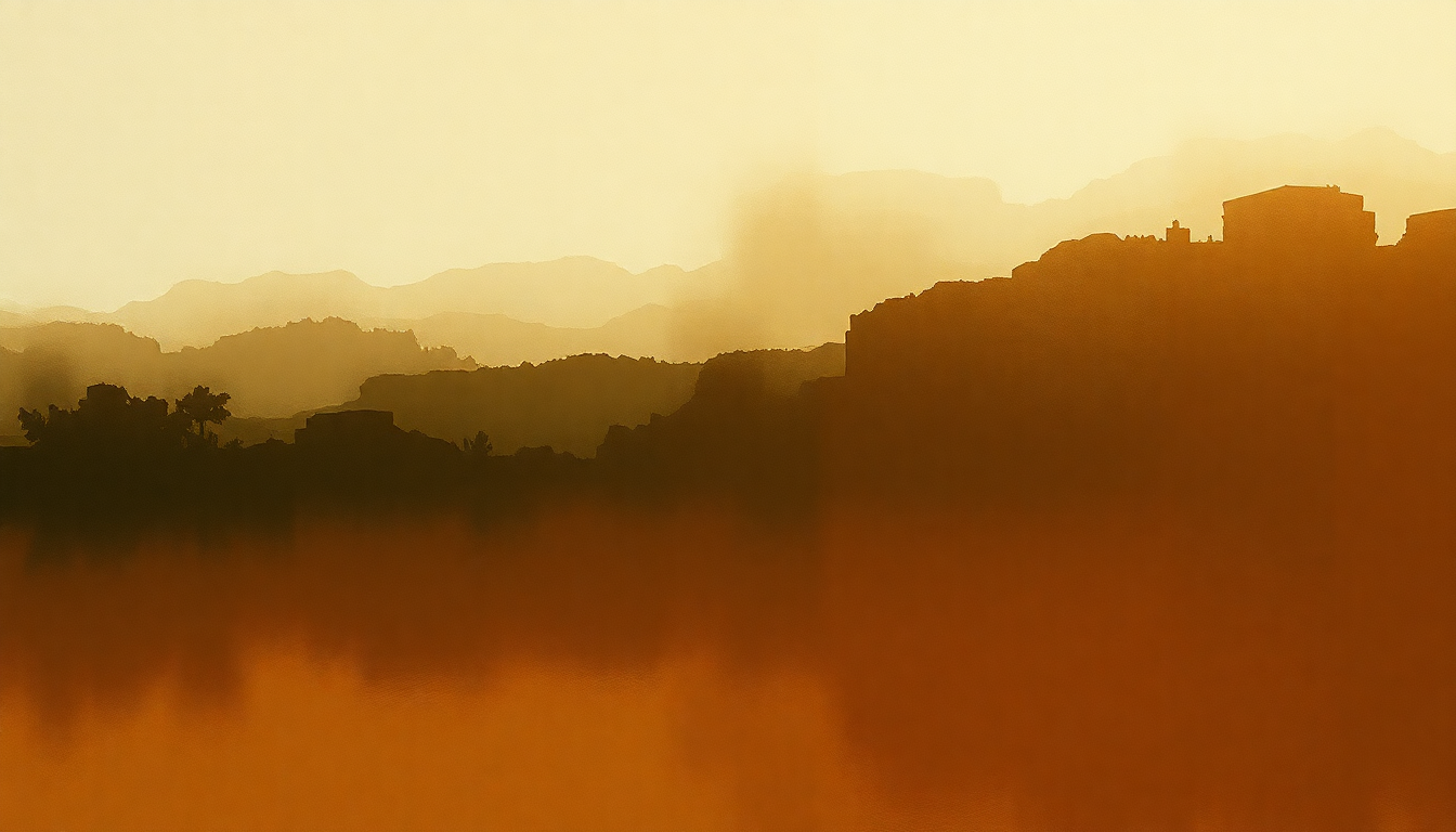 Fan-driven abstract illustration evoking the emotional arc of Marat Sade by Judy Collins