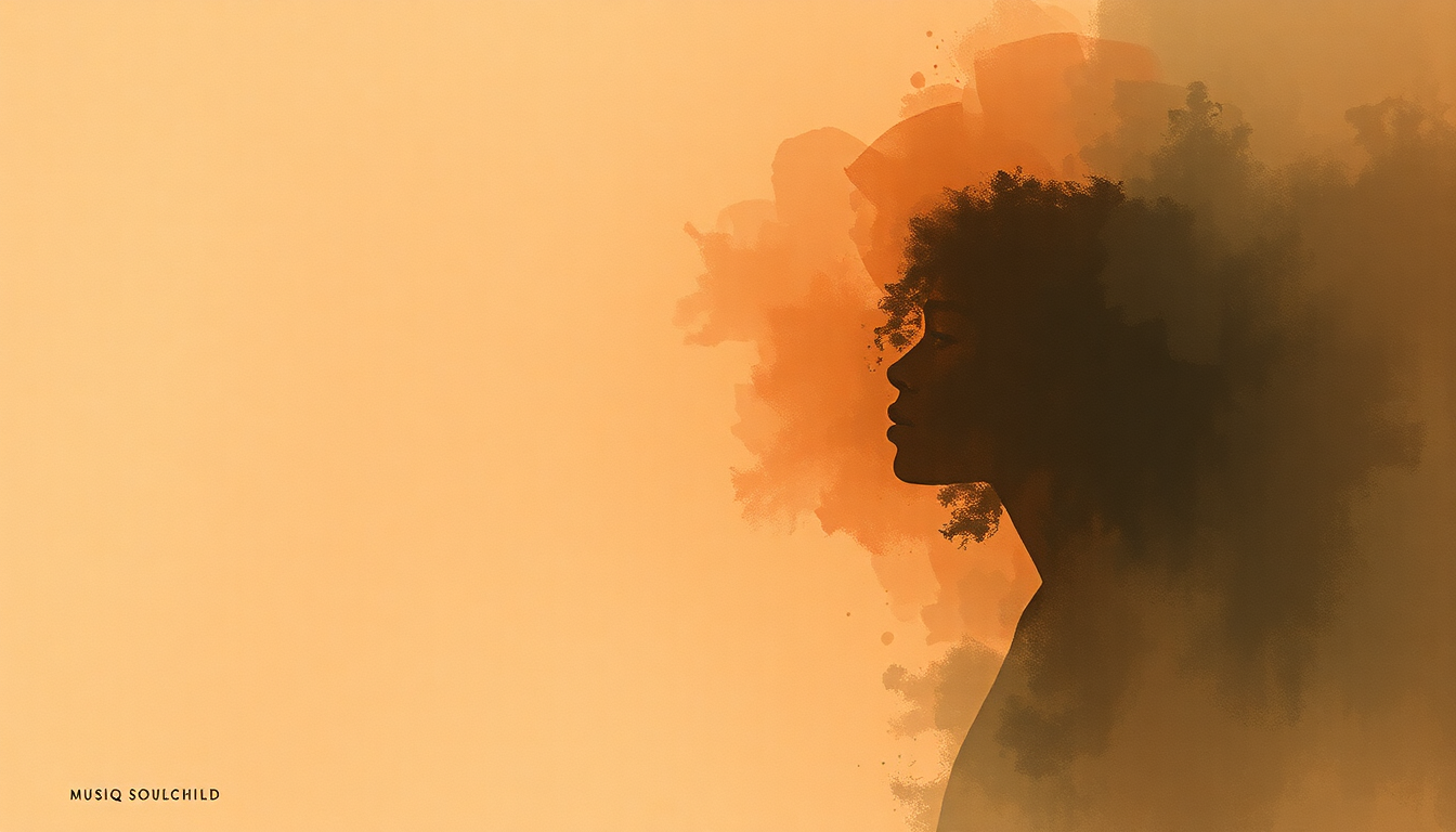 Fan-driven abstract illustration evoking the emotional arc of Mary by Musiq Soulchild