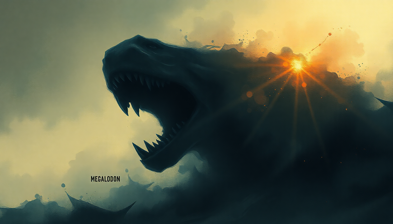 Fan-driven abstract illustration evoking the emotional arc of Megalodon by Mastodon
