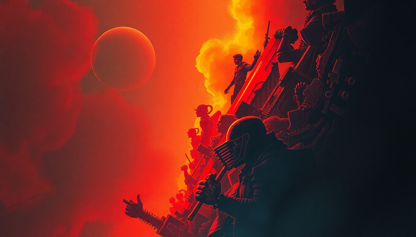 Fan-driven abstract illustration evoking the emotional arc of Metal Gods by Judas Priest