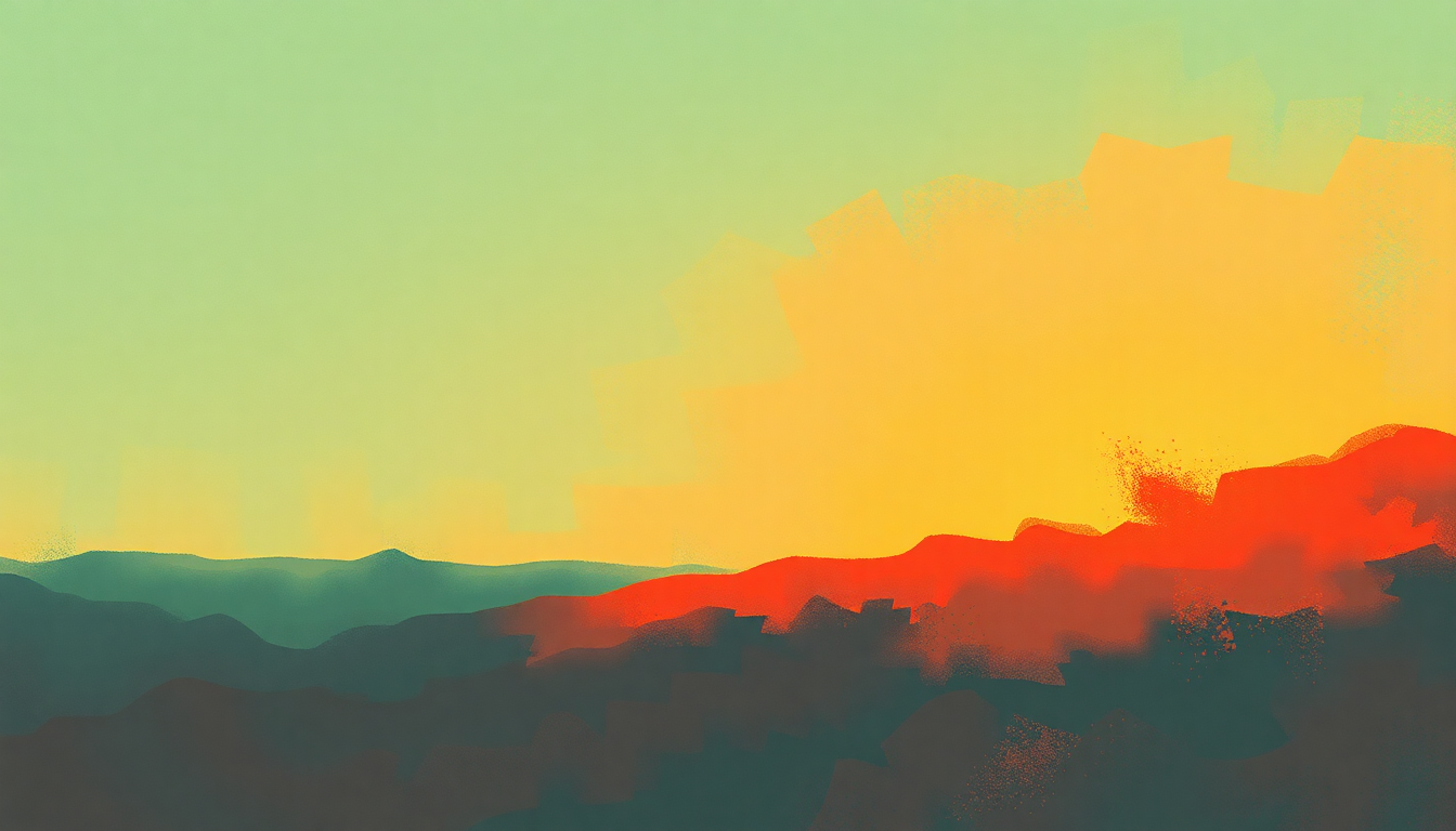 Fan-driven abstract illustration evoking the emotional arc of Middle Eastern Holiday by Hard-Fi