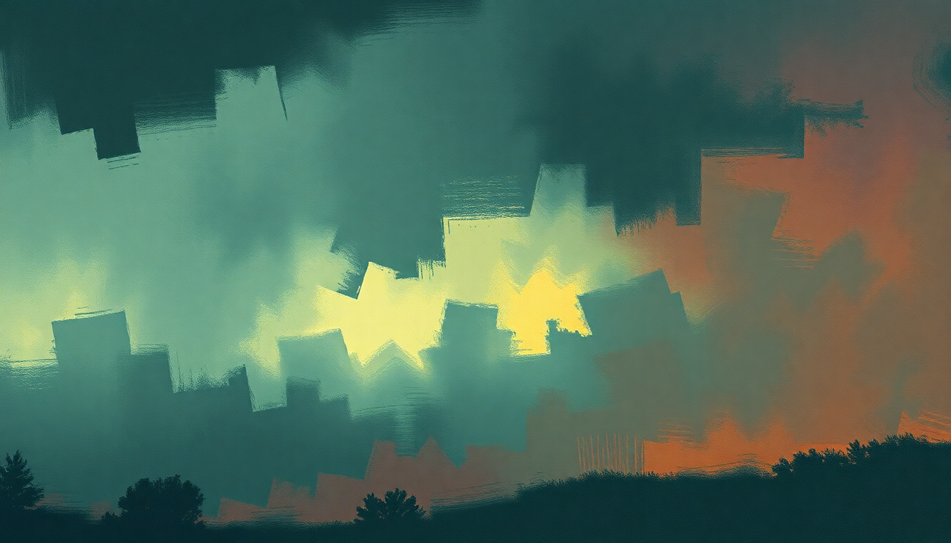 Fan-driven abstract illustration evoking the emotional arc of Misunderstood by Wilco