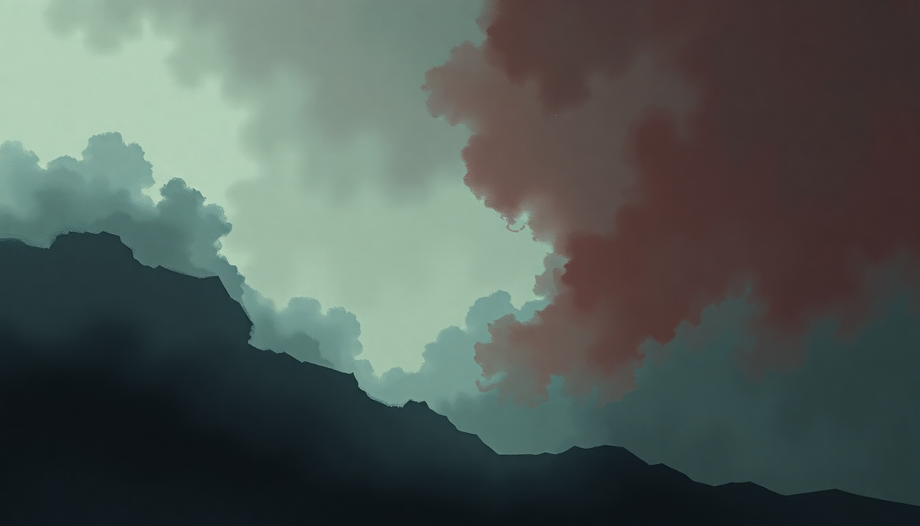 Fan-driven abstract illustration evoking the emotional arc of Mogwai Fear Satan by Deafheaven