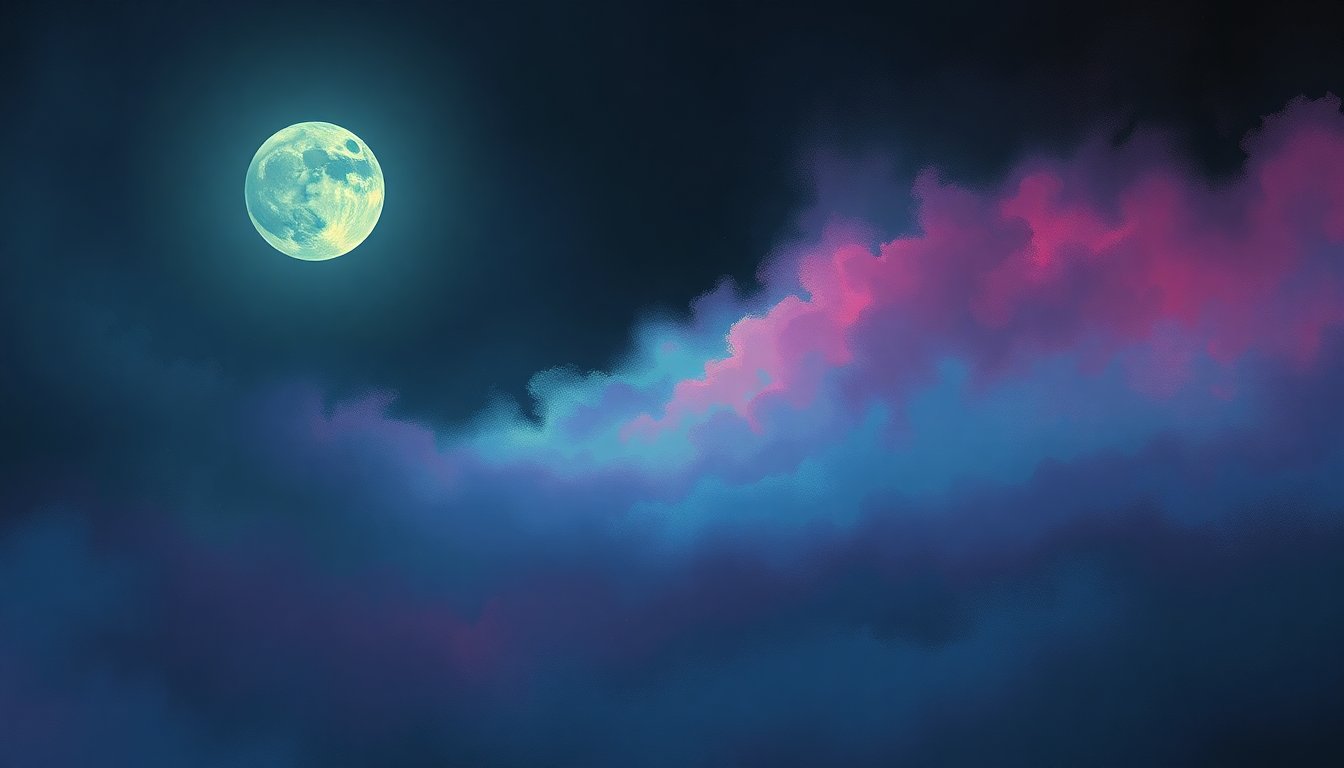 Fan-driven abstract illustration evoking the emotional arc of Moonchild by Iron Maiden